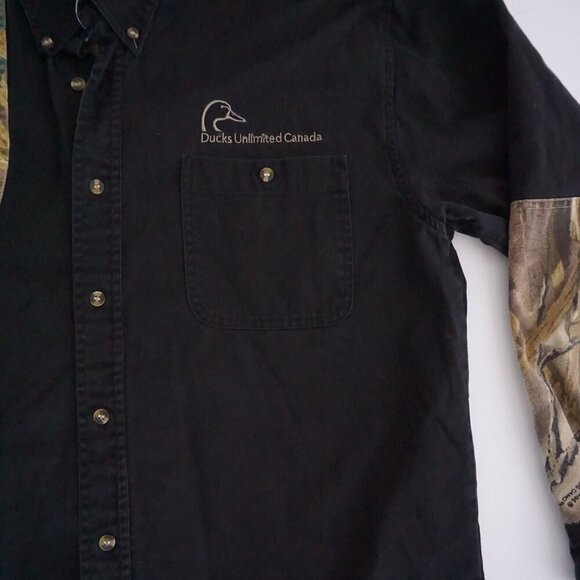 Roper Range Gear Advanced Wetlands Camo Ducks Shooting Patch Button Shirt L - Picture 6 of 10